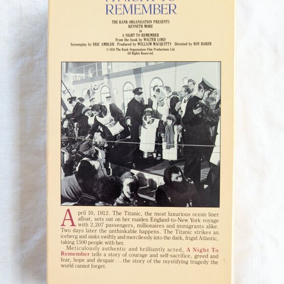 3/$15 A night to Remember (1958) VHS movie story of the Titanic - Picture 3 of 5